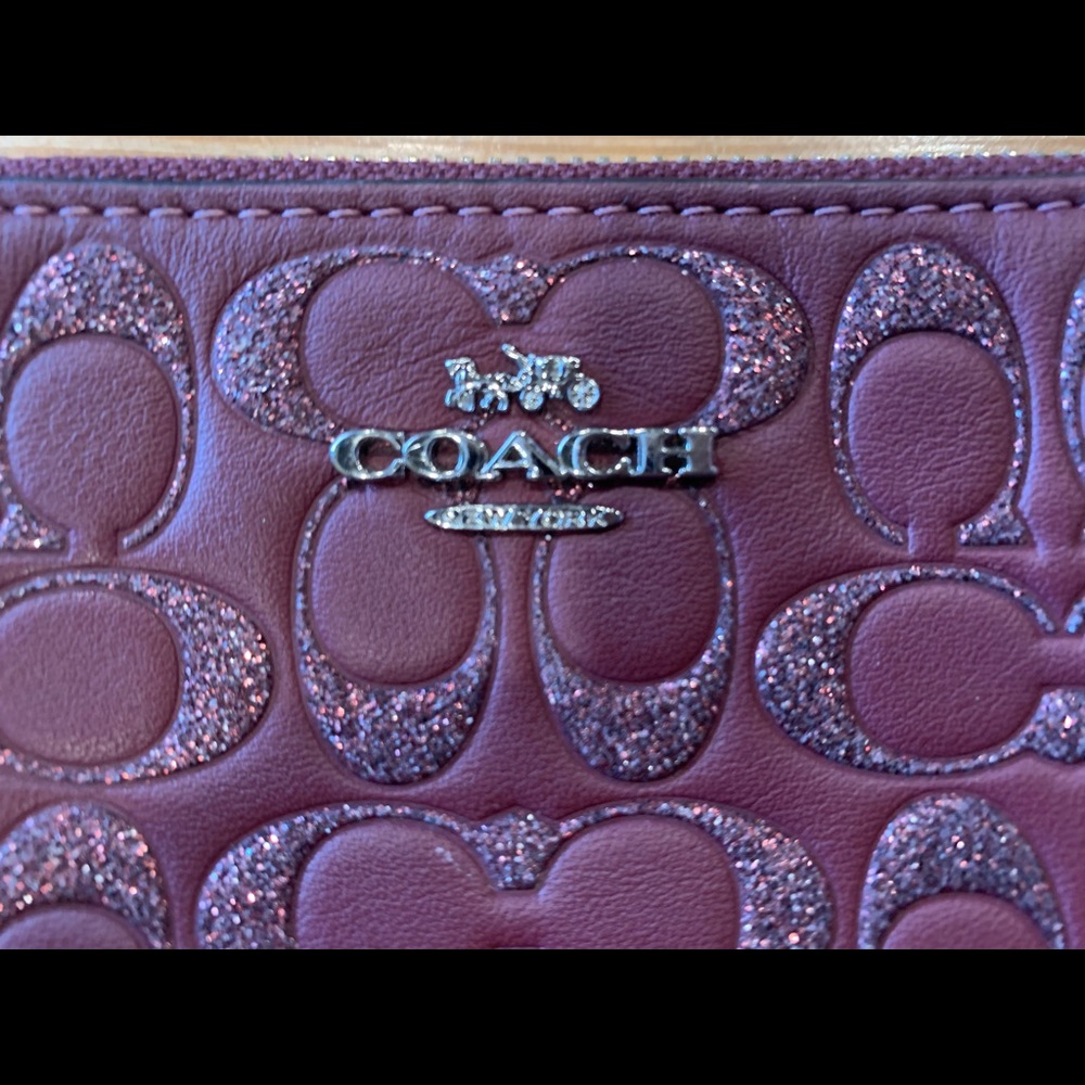 Coach Wristlet Eggplant with Glitter